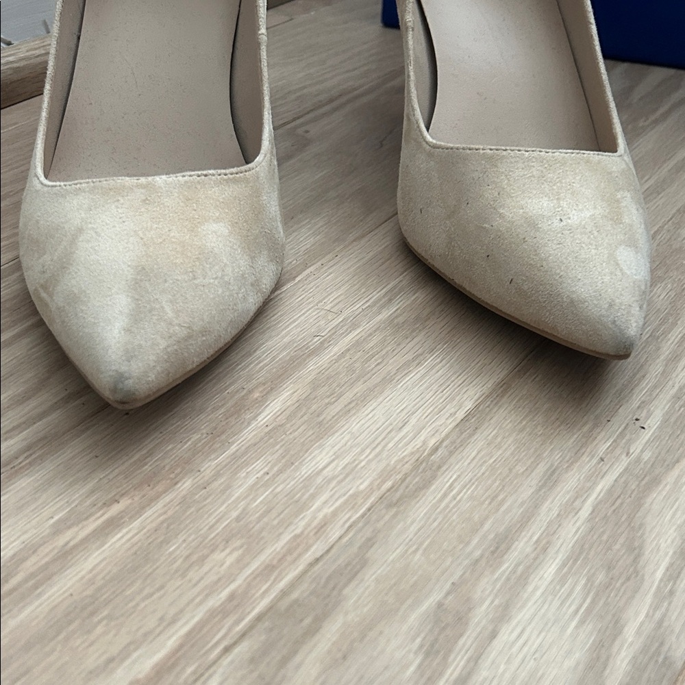 Stuart Weitzman Nude Dancer 75 Suede Heels - Picture 7 of 8